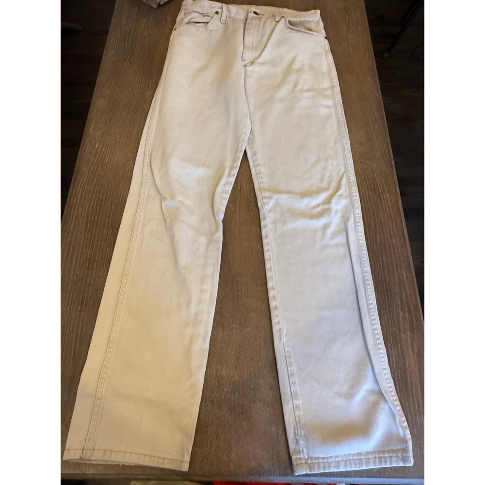 Vintage WRANGLER Cream Tan Bootcut Western Cowboy Denim Jeans Men 33 x 36